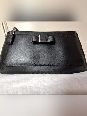 Coach Darcy Bow Black Saffiano Leather Large Wristlet Wallet NWOT​